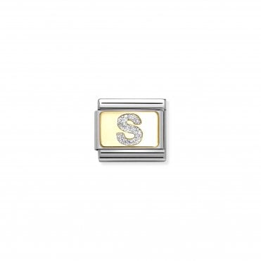 Classic Yellow Gold Glitter Letter S Charm
