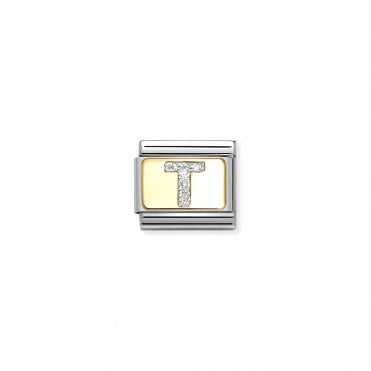 Classic Yellow Gold Glitter Letter T Charm