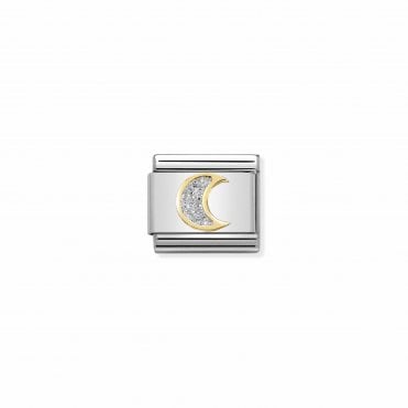 Classic Yellow Gold Glitter Moon Charm