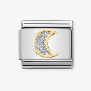 Classic Yellow Gold Glitter Moon Charm
