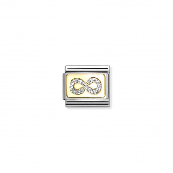 NOMINATION ITALY Classic Yellow Gold Glitter Plate Silver Infinity Charm