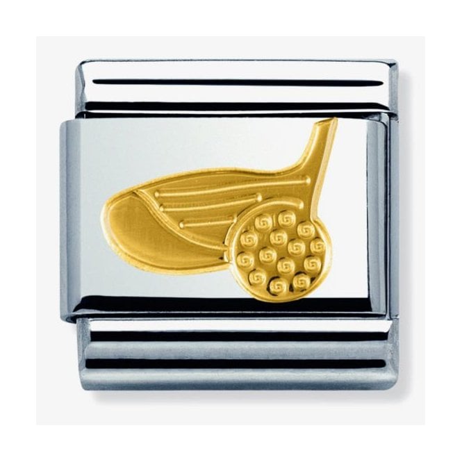 NOMINATION ITALY Classic Yellow Gold Golf Ball and Club Charm