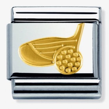 Classic Yellow Gold Golf Ball and Club Charm