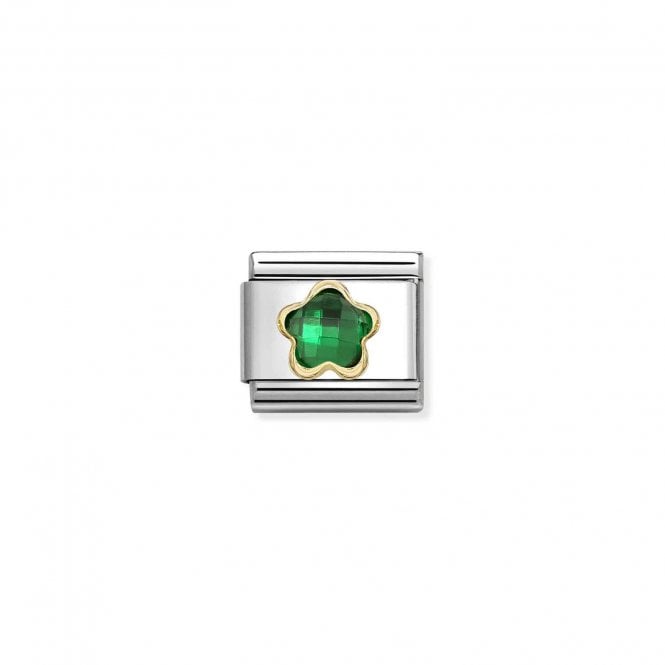 NOMINATION ITALY Classic Yellow Gold Green CZ Flower Charm