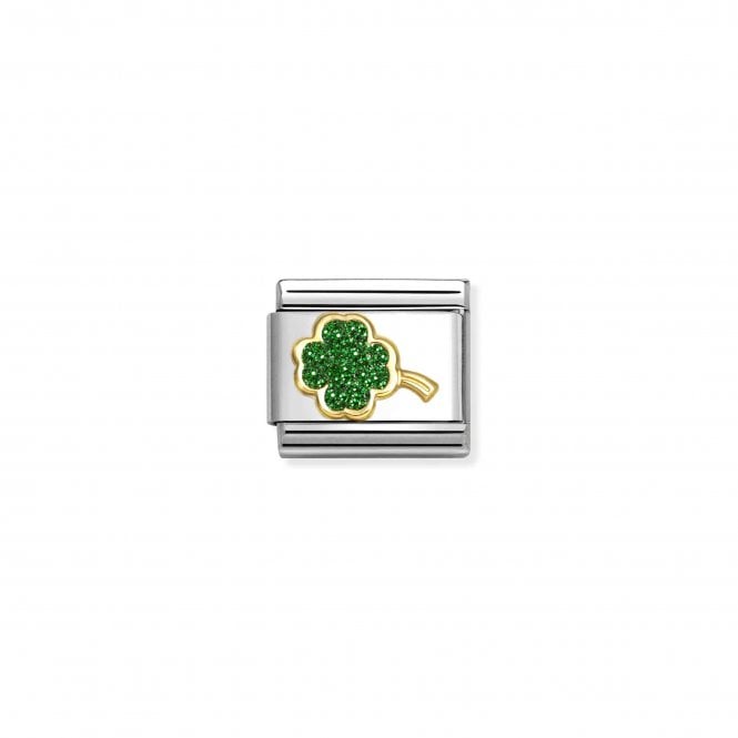 NOMINATION ITALY Classic Yellow Gold Green Glitter Flower Charm
