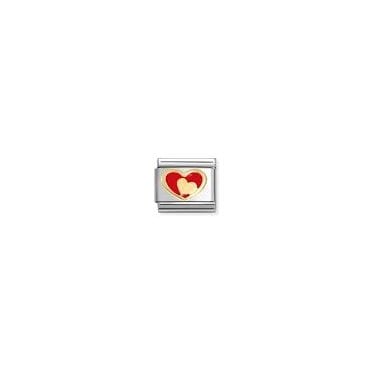 Classic Yellow Gold Red Heart with Gold Heart Charm