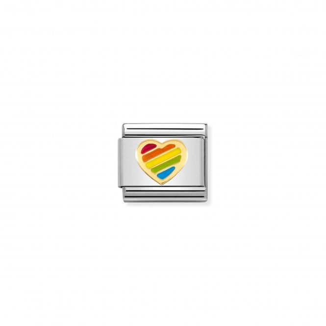 NOMINATION ITALY Classic Yellow Gold Heart Rainbow Charm.