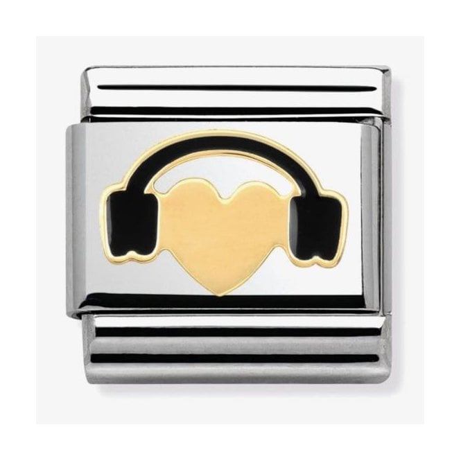 NOMINATION ITALY Classic Yellow Gold Heart with Headphones Charm