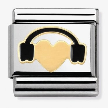 Classic Yellow Gold Heart with Headphones Charm