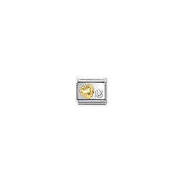 Classic Yellow Gold Heart with Silver CZ Charm