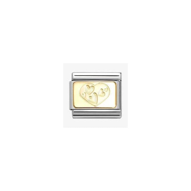 NOMINATION ITALY Classic Yellow Gold Hearts Plaque Charm