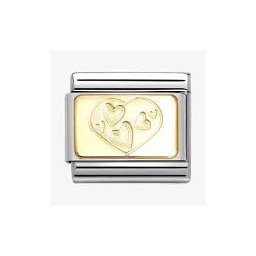 Classic Yellow Gold Hearts Plaque Charm
