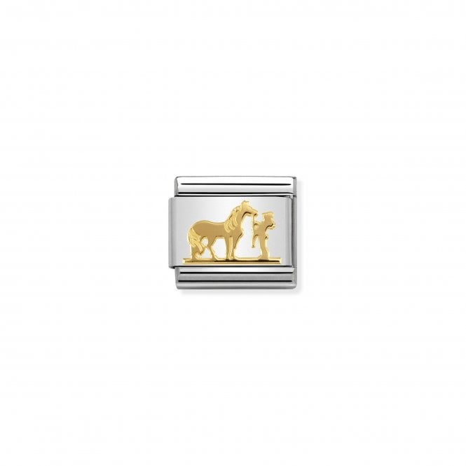 NOMINATION ITALY Classic Yellow Gold Horse with Rider Charm