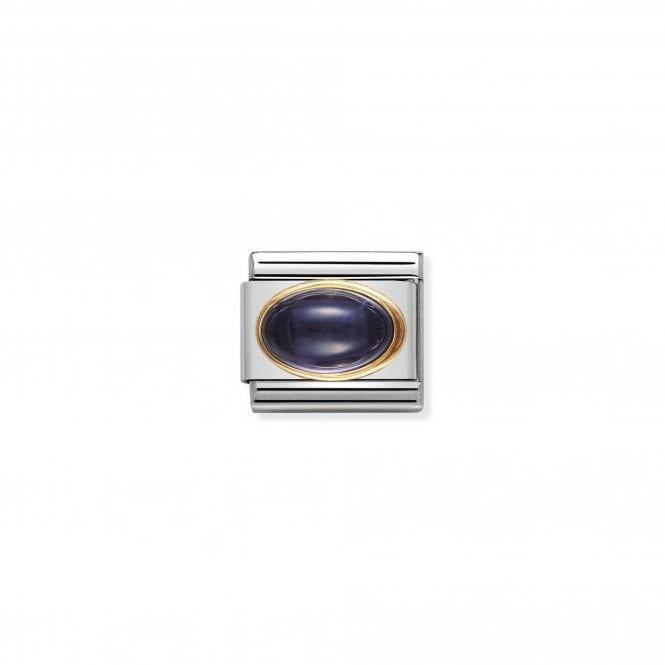 NOMINATION ITALY Classic Yellow Gold Iolite Stone Charm