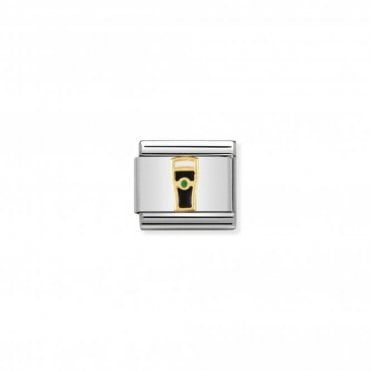 Classic Yellow Gold Irish Beer with Enamel Charm