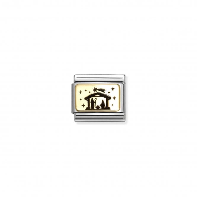 NOMINATION ITALY Classic Yellow Gold Nativity Plate Charm