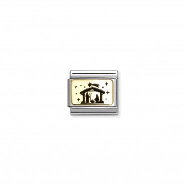 Classic Yellow Gold Nativity Plate Charm