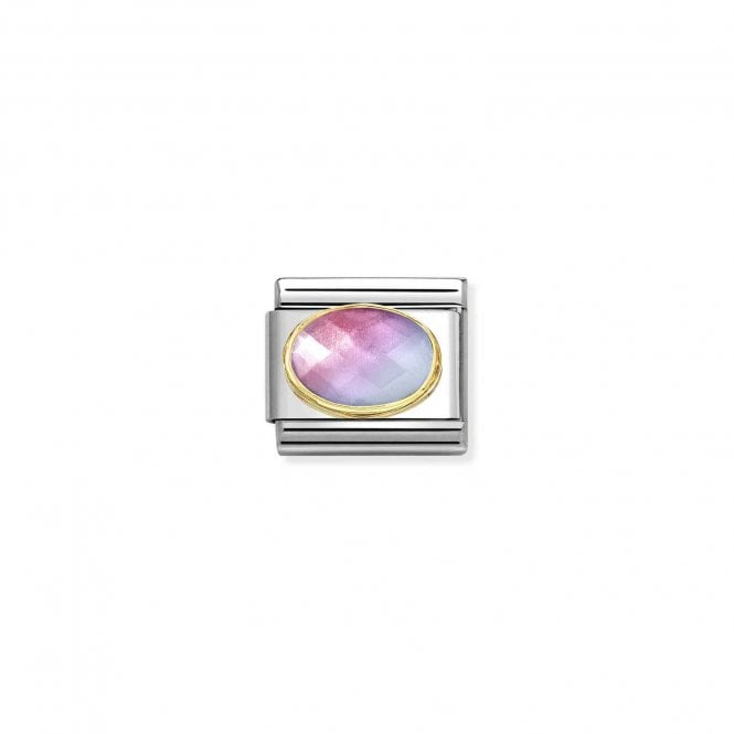 NOMINATION ITALY Classic Yellow Gold Pink and Blue Gradient Faceted Stone Charm