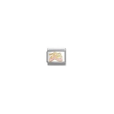 Classic Yellow Gold Pink Ballet Shoes Charm