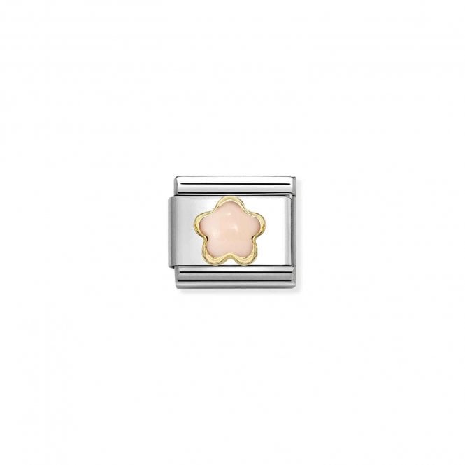 NOMINATION ITALY Classic Yellow Gold Pink Coral Flower Charm
