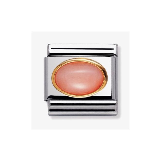 NOMINATION ITALY Classic Yellow Gold Pink Coral Stone Charm
