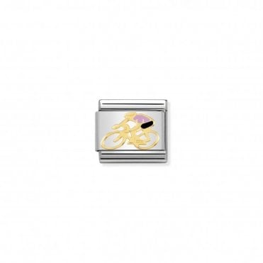 Classic Yellow Gold Pink Cyclist Charm
