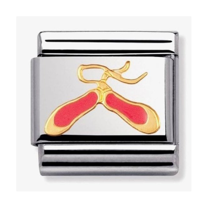 NOMINATION ITALY Classic Yellow Gold Pink Dance Shoes Charm