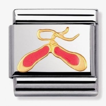 Classic Yellow Gold Pink Dance Shoes Charm