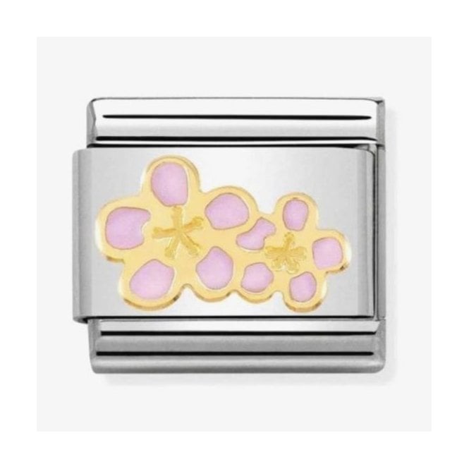 NOMINATION ITALY Classic Yellow Gold Pink Peach Flower Charm
