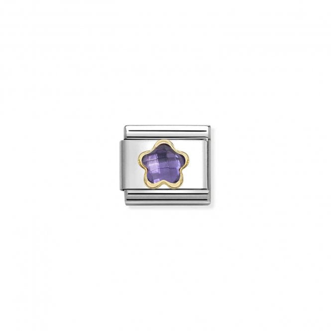 NOMINATION ITALY Classic Yellow Gold Purple CZ Flower Charm