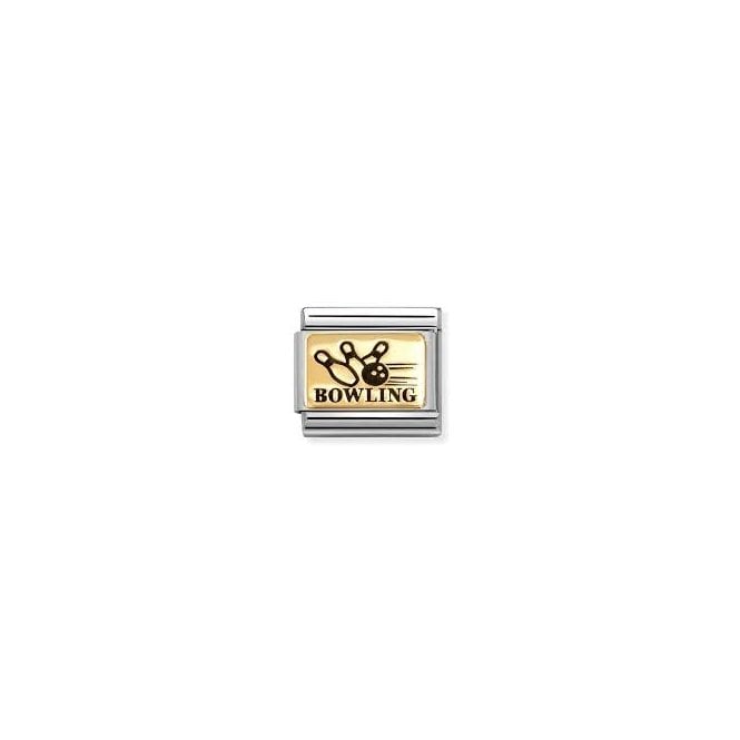 NOMINATION ITALY Classic Yellow Gold PVD & Black Enamel Bowling Charm
