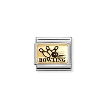 Classic Yellow Gold PVD & Black Enamel Bowling Charm