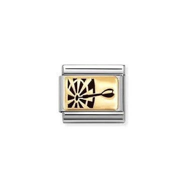 Classic Yellow Gold PVD & Black Enamel Darts Charm