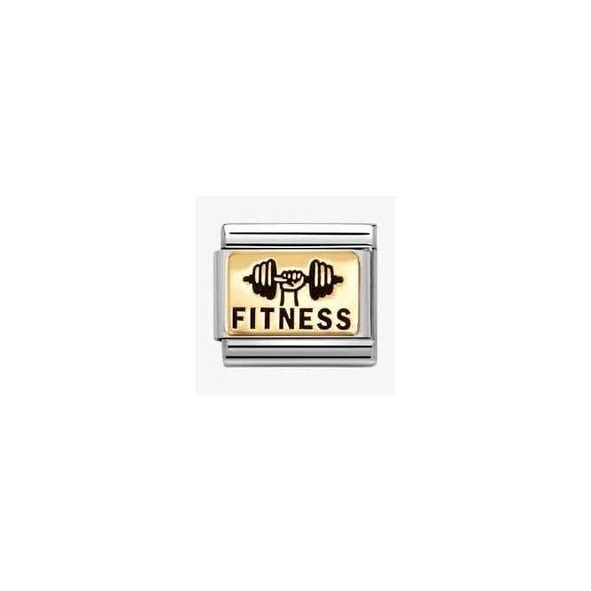 NOMINATION ITALY Classic Yellow Gold PVD & Black Enamel Fitness Weights Charm