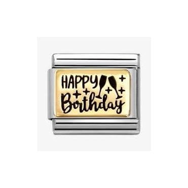 Classic Yellow Gold PVD & Black Enamel Happy Birthday Charm
