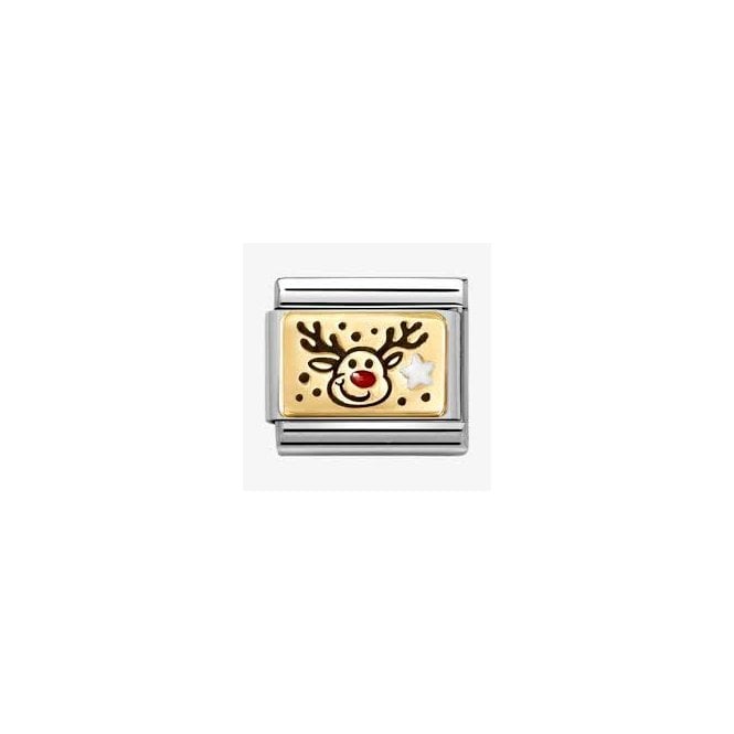 NOMINATION ITALY Classic Yellow Gold PVD Black, Red & White Enamel Rudolph Charm