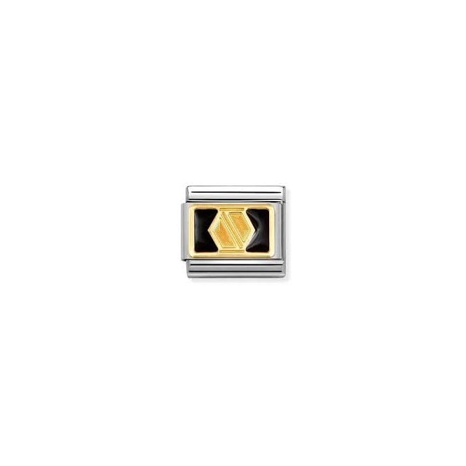 NOMINATION ITALY Classic Yellow Gold PVD Screw On Black Enamel Charm