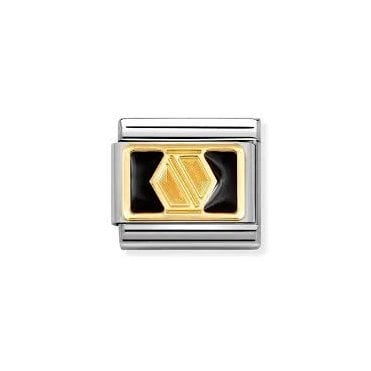 Classic Yellow Gold PVD Screw On Black Enamel Charm