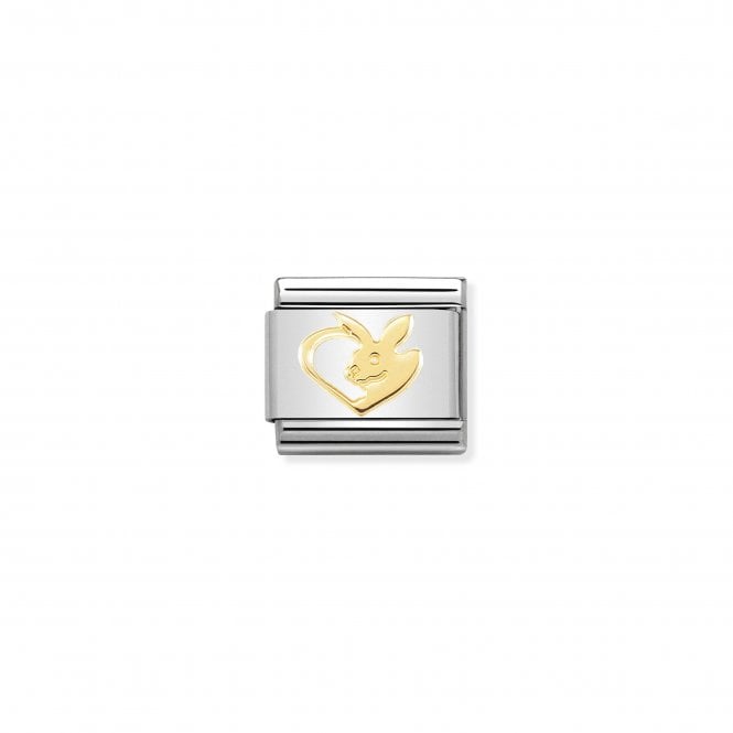 NOMINATION ITALY Classic Yellow Gold Rabbit in Heart Charm