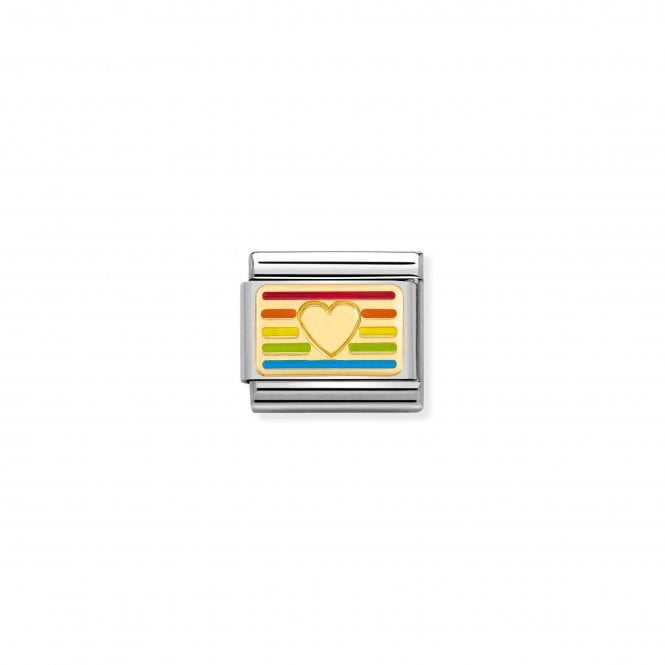 NOMINATION ITALY Classic Yellow Gold Rainbow Flag Heart Charm