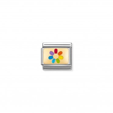 Classic Yellow Gold Rainbow Flower Charm