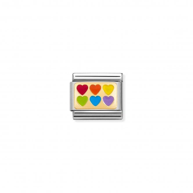 NOMINATION ITALY Classic Yellow Gold Rainbow Hearts Charm