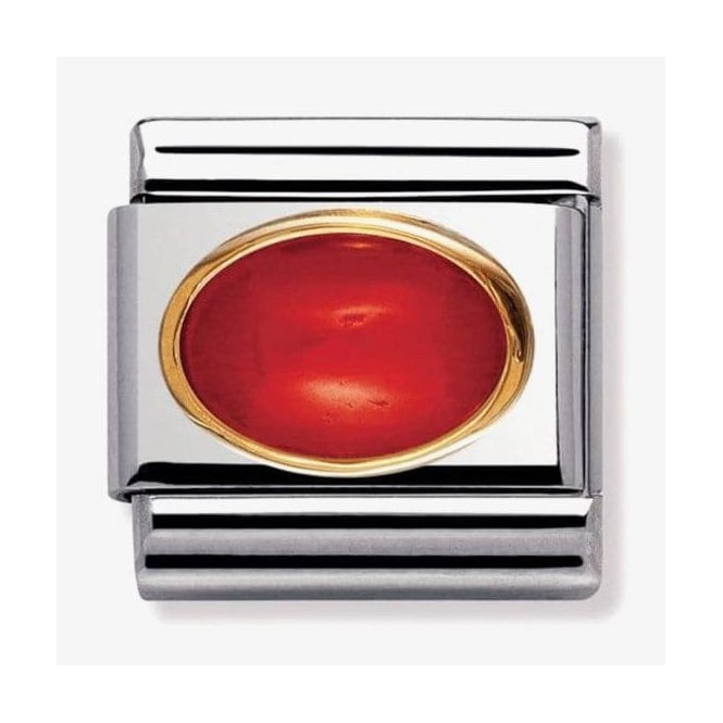 NOMINATION ITALY Classic Yellow Gold Red Coral Stone Charm
