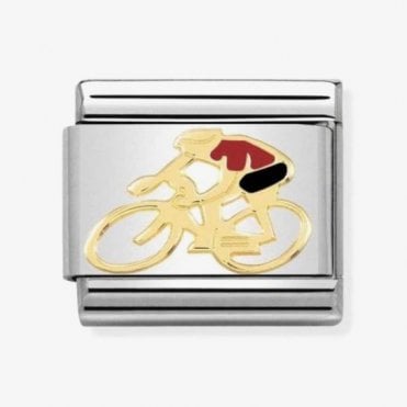 Classic Yellow Gold Red Cyclist Charm