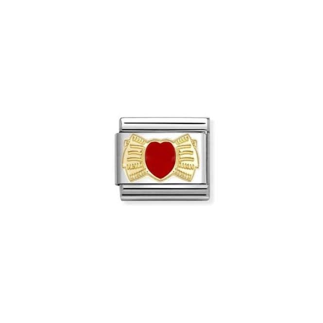 NOMINATION ITALY Classic Yellow Gold Red Heart Bow Charm