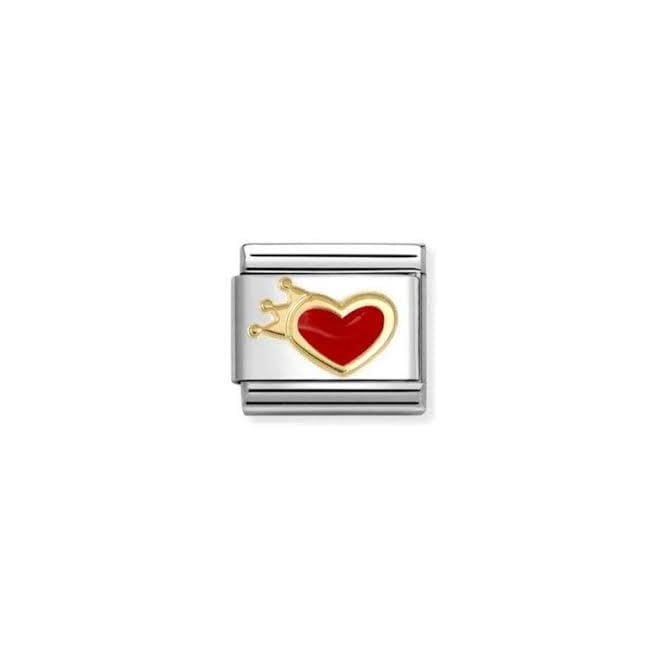 NOMINATION ITALY Classic Yellow Gold Red Heart with Crown Charm