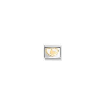 Classic Yellow Gold White Heart with Gold Heart Charm