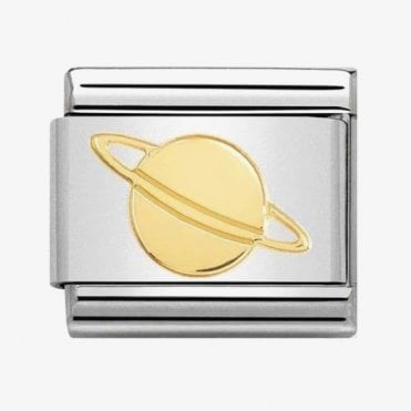 Classic Yellow Gold Relief Planet Charm