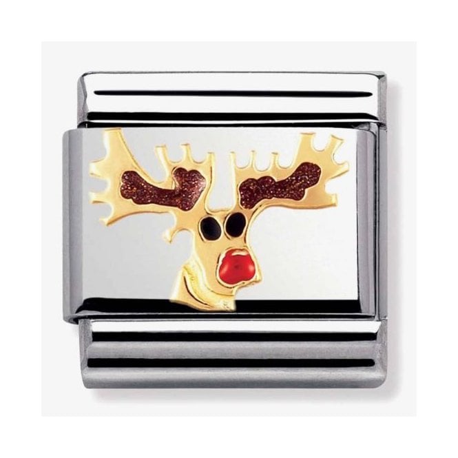 NOMINATION ITALY Classic Yellow Gold Rudolph Reindeer Charm