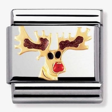 Classic Yellow Gold Rudolph Reindeer Charm